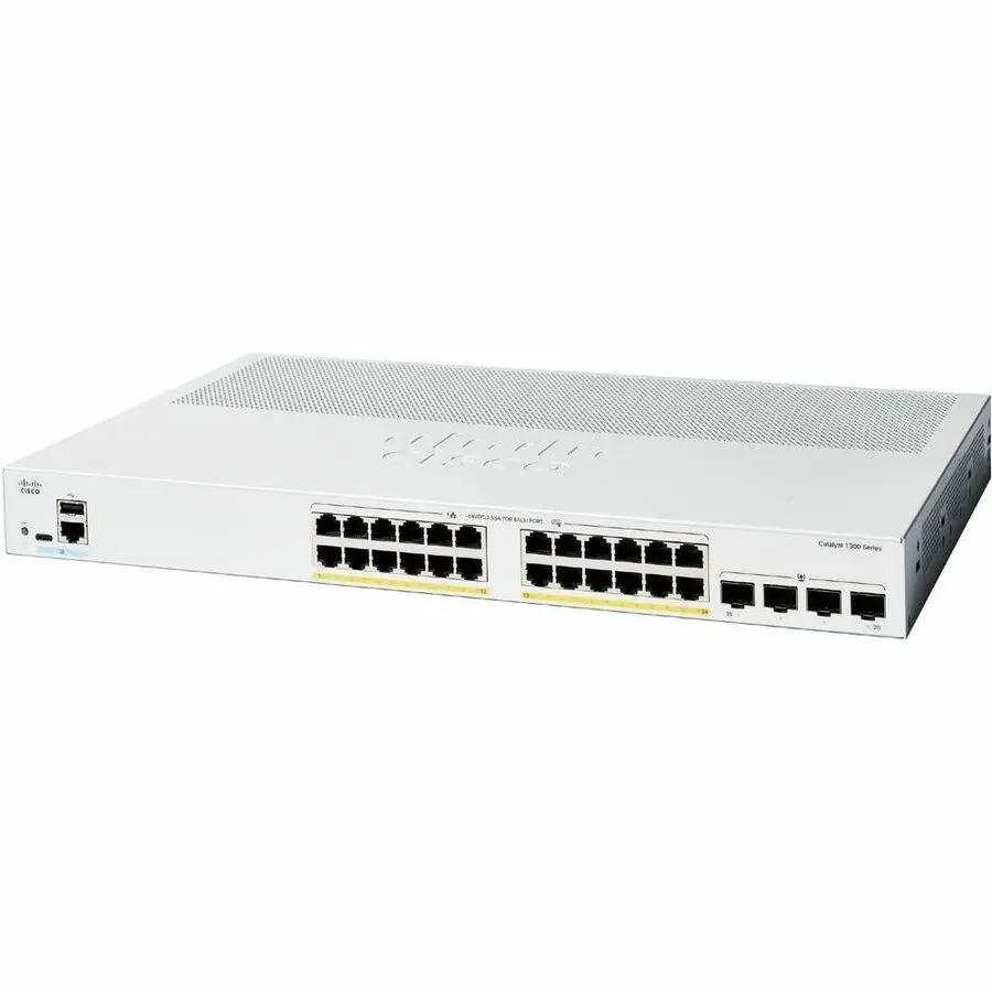 Cisco Catalyst 1300 24-Port PoE SFP Switch, white metal chassis