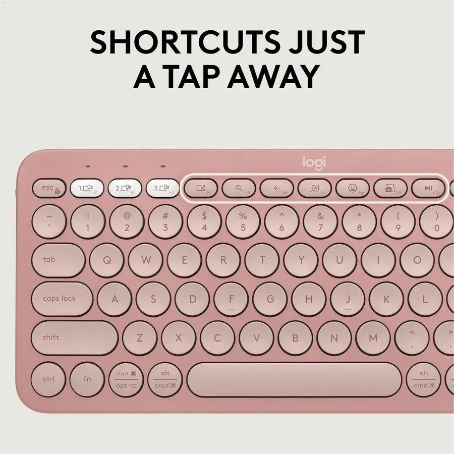 Logitech Pebble 2 Combo, Wireless Keyboard and Mouse, Quiet and Portable, Customizable, Logi Bolt, Tonal Rose