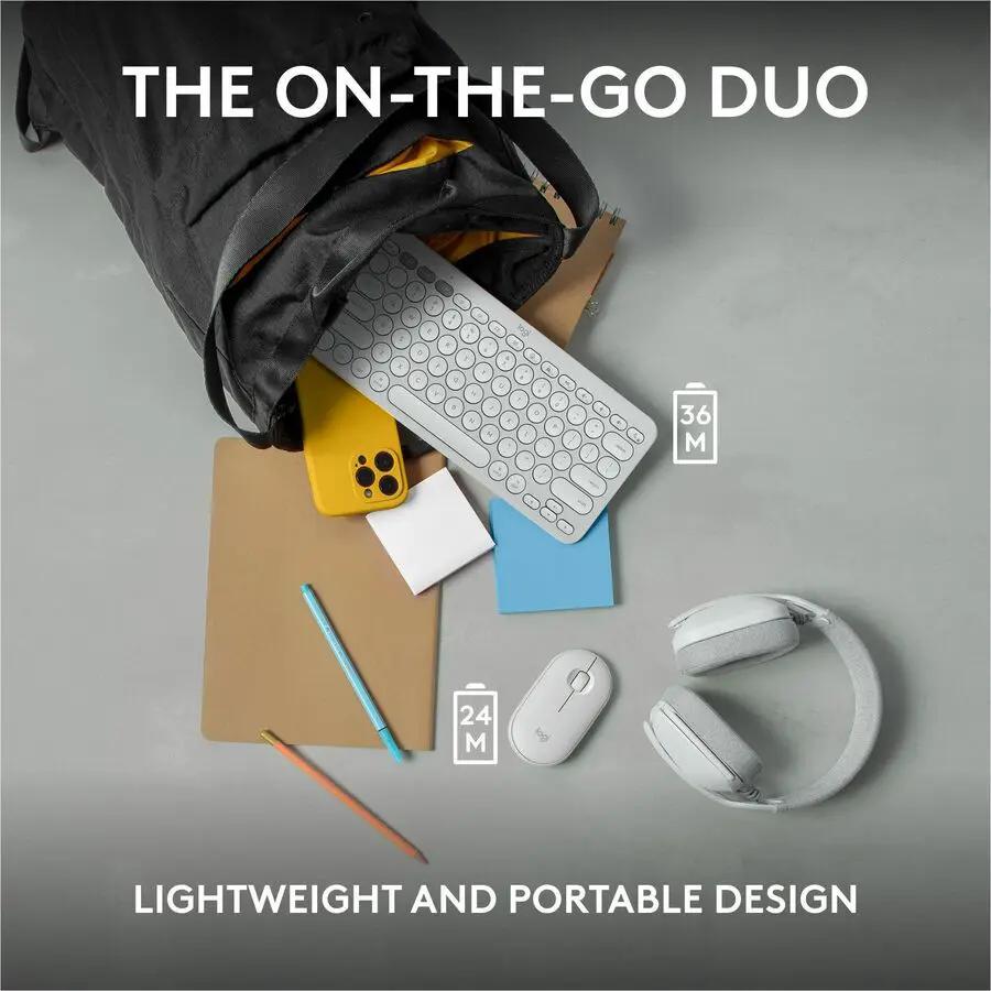 Logitech Pebble 2 Combo for Mac, Wireless Keyboard and Mouse, Slim, Quiet and Portable, Tonal White