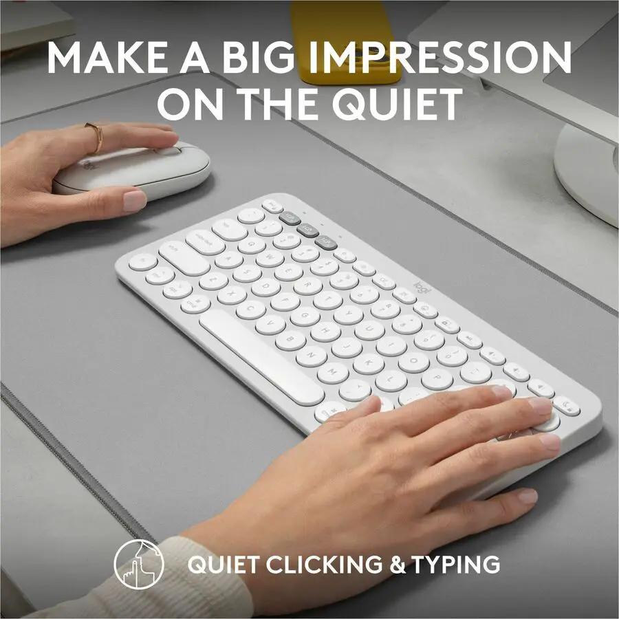 Logitech Pebble 2 Combo for Mac, Wireless Keyboard and Mouse, Slim, Quiet and Portable, Tonal White
