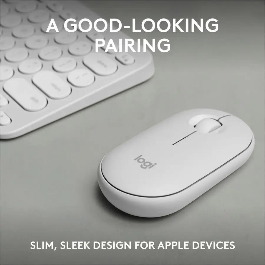 Logitech Pebble 2 Combo for Mac, Wireless Keyboard and Mouse, Slim, Quiet and Portable, Tonal White