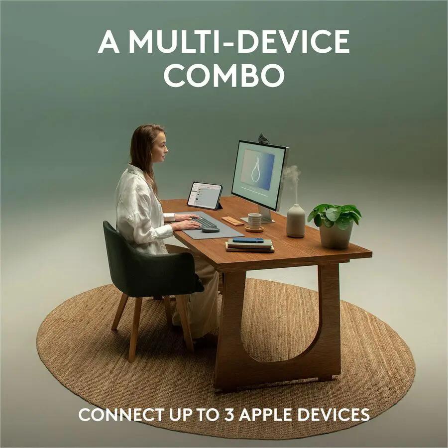 Logitech Pebble 2 Combo for Mac, Wireless Keyboard and Mouse, Slim, Quiet and Portable, Customizable, Tonal Graphite
