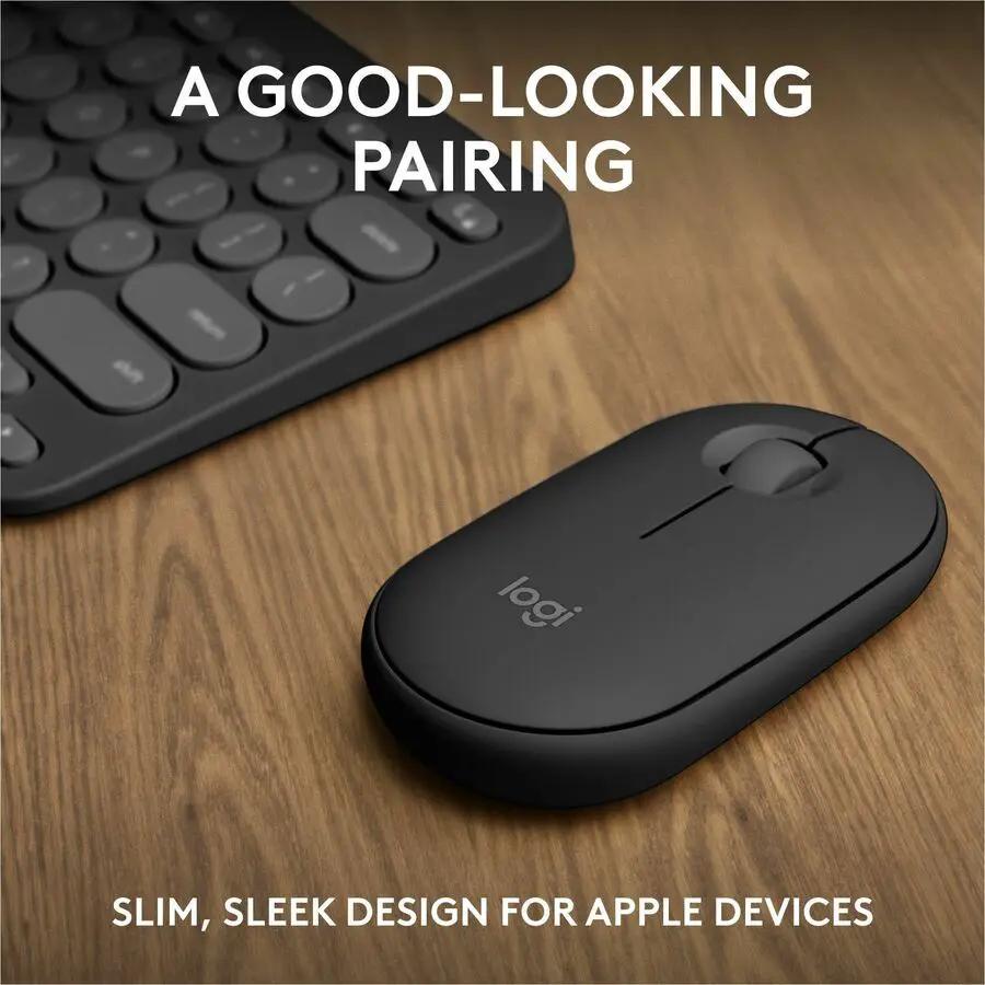 Logitech Pebble 2 Combo for Mac, Wireless Keyboard and Mouse, Slim, Quiet and Portable, Customizable, Tonal Graphite