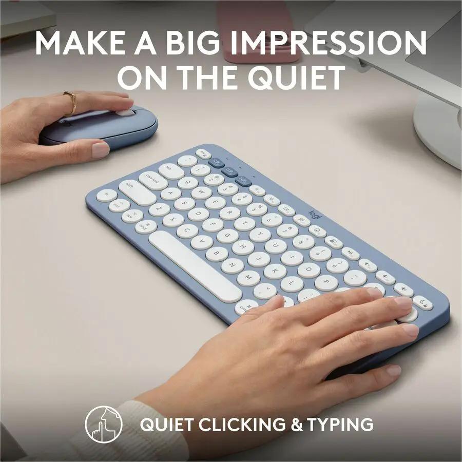Logitech Pebble 2 Combo for Mac, Wireless Keyboard and Mouse, Slim, Quiet and Portable, Bluetooth, Tonal Blue