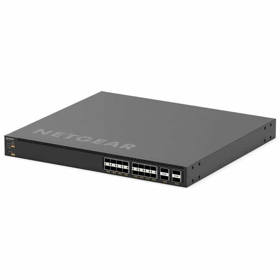 NETGEAR AVLine M4350 16-port managed switch in a gray metal chassis
