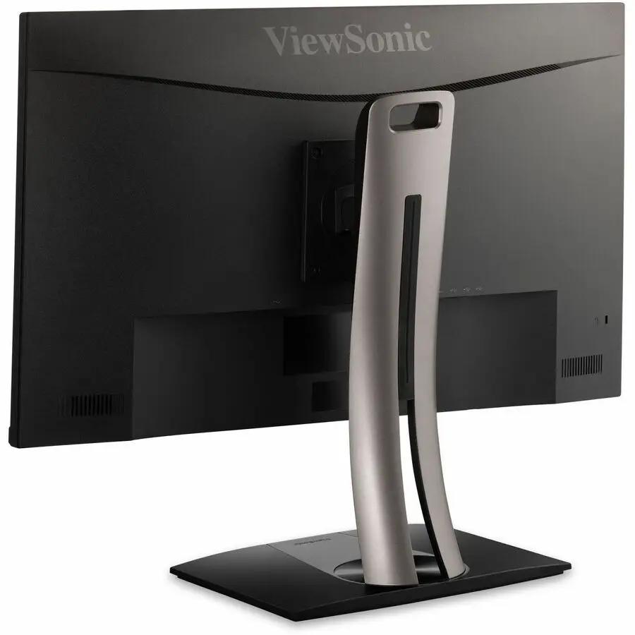ViewSonic ColorPro VP275 27-inch 4K IPS monitor on silver stand, back view