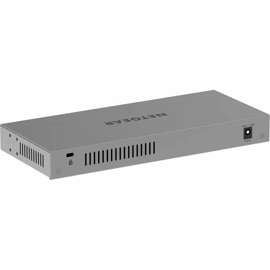 NETGEAR ProSafe GS108MX 8-Port Gigabit Unmanaged Switch in gray metal enclosure