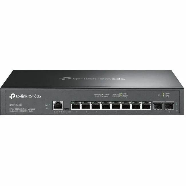 TP-Link Omada 8-Port 2.5G SFP+ Managed Switch in a black metal enclosure