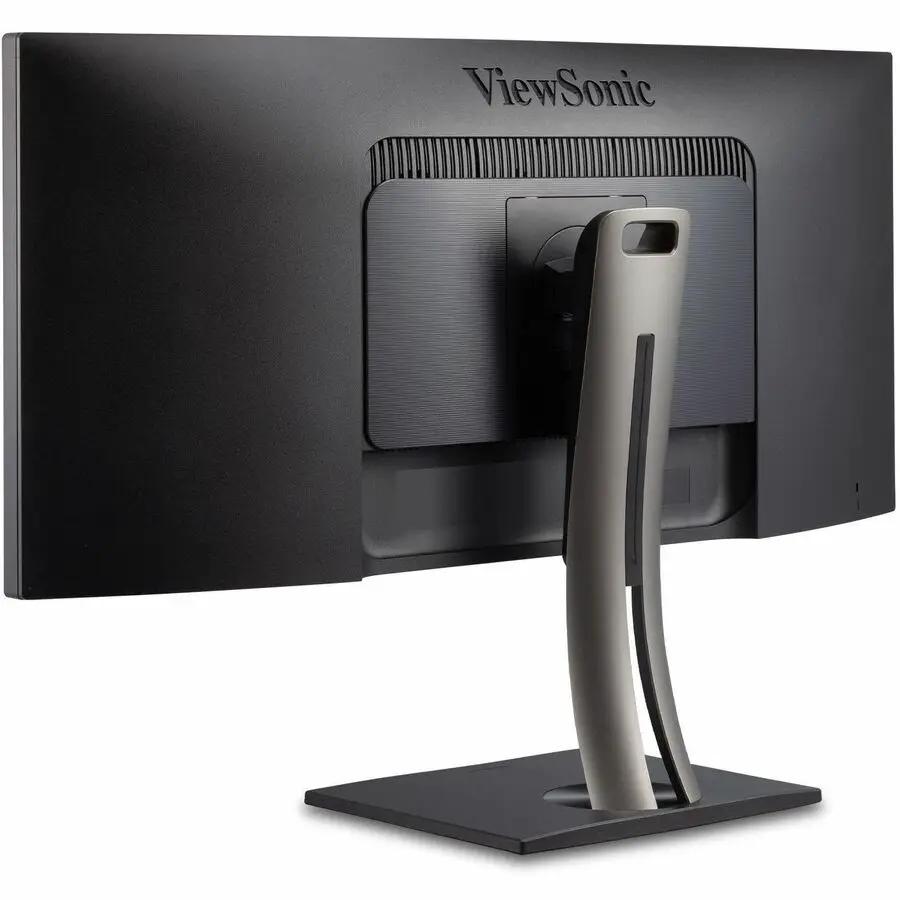 ViewSonic ColorPro VP3456A 34-inch curved ultrawide monitor, rear view on stand