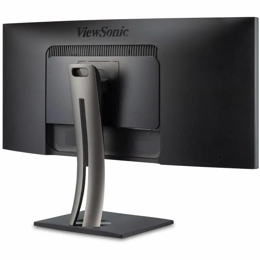 ViewSonic ColorPro VP3456A 34-inch curved monitor, black with gray stand, back view