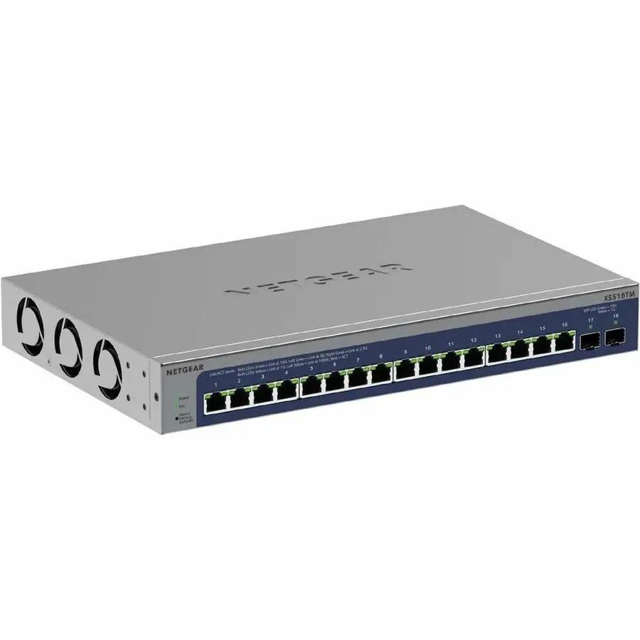 NETGEAR 16-Port 10GbE Smart Managed Switch XS516TM with blue front panel