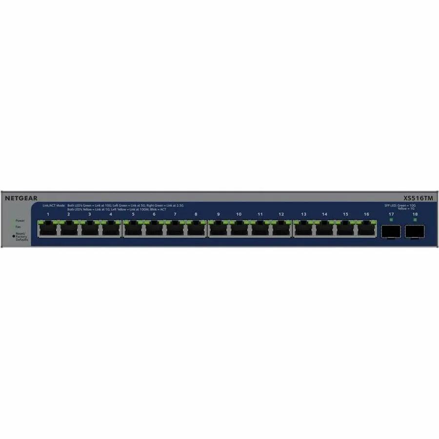 NETGEAR XS516TM 16-Port 10GbE Smart Managed Switch with blue front panel