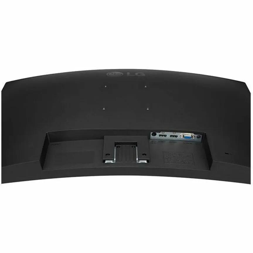 LG 32BR50C curved 32-inch FHD monitor back view with ports and stand, matte black