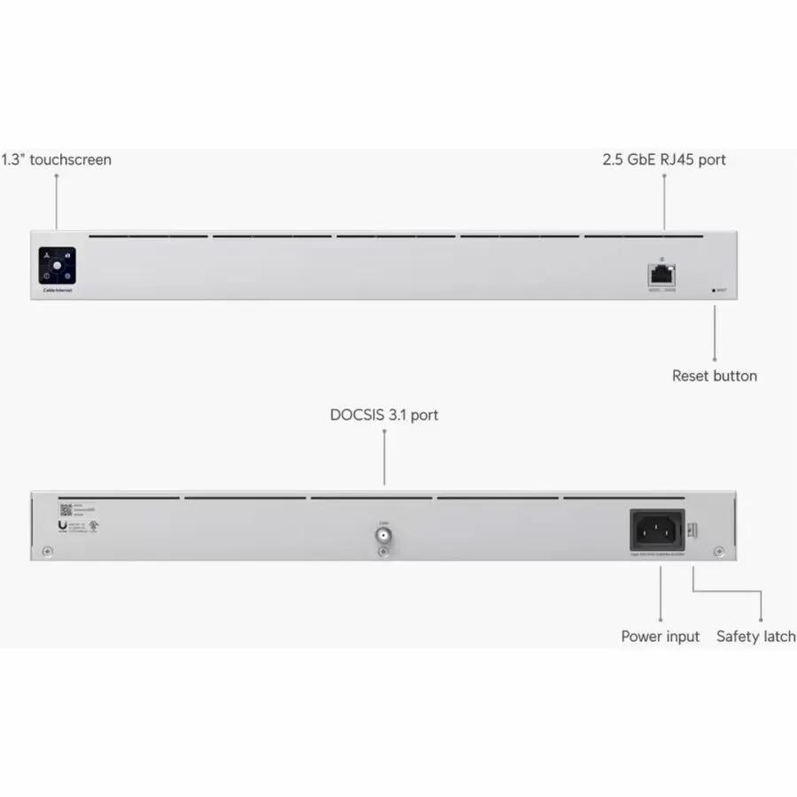 Ubiquiti Cable Internet 2.5Gb Unmanaged Gateway, gray metal enclosure with 2.5 GbE RJ45 and DOCSIS 3.1 port