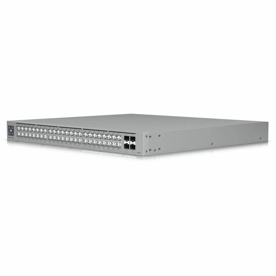 Ubiquiti UniFi Pro 48-Port PoE Managed Switch in a silver metal 1U rack-mount chassis