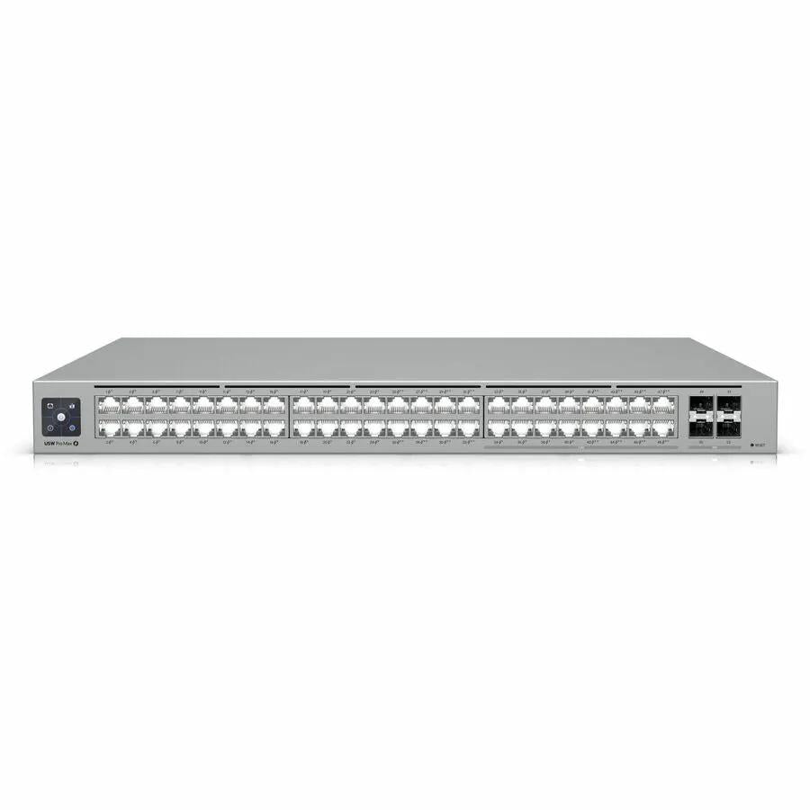 Ubiquiti UniFi Pro 48-Port PoE managed switch with 48 Ethernet ports, gray rack-mountable chassis