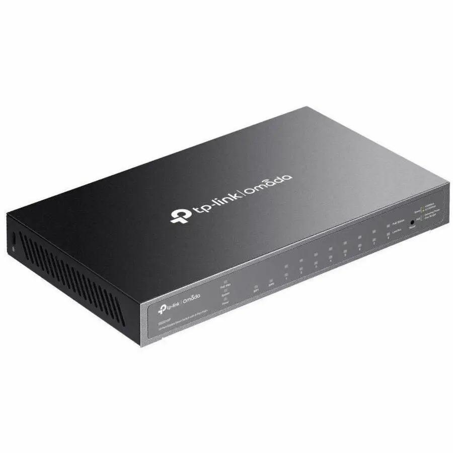 TP-Link Omada SG2210P8 10-Port PoE+ SFP Switch in black metal housing
