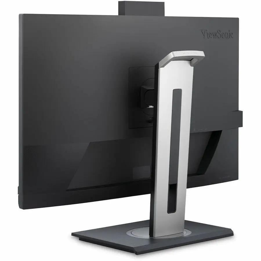 ViewSonic VG2757V-2K 27-inch computer monitor on desk, rear view with silver metal stand.