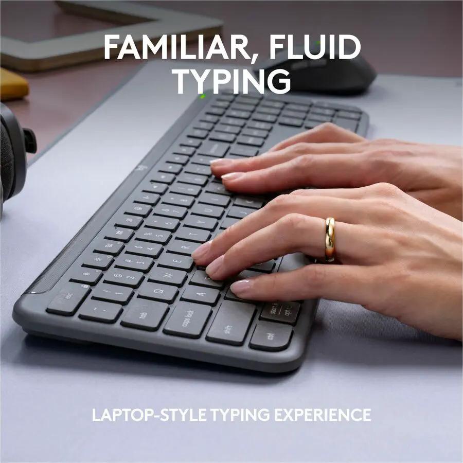 Logitech Signature Slim MK955 for Business Wireless Keyboard and Mouse Combo, Quiet Typing, Secure Receiver - Graphite