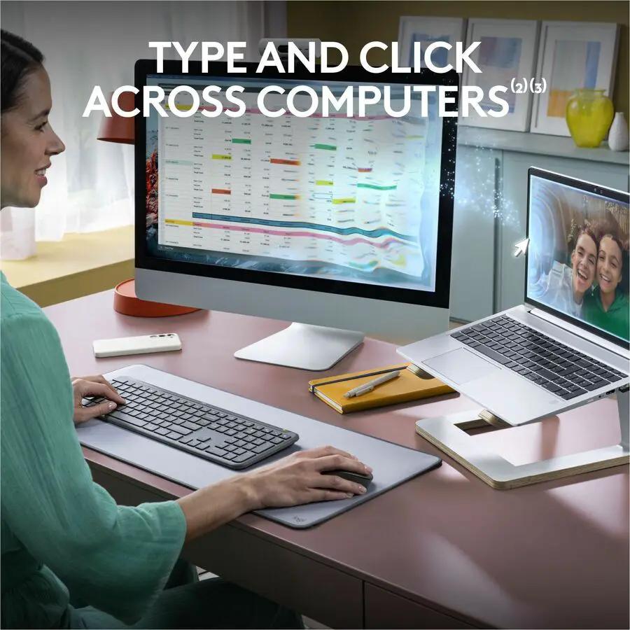 Logitech MK955 Signature Slim Wireless Keyboard and Mouse Combo, For Larger Hands, Quiet Typing and Clicking, Graphite