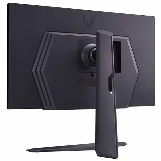 LG 27GR75QB-B 27-inch gaming monitor, black with angular stand, rear view