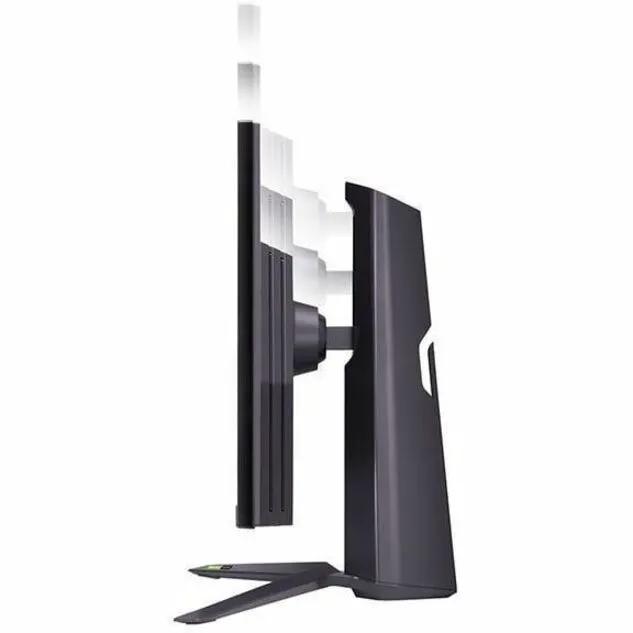 LG 27GR75QB-B 27-inch gaming monitor, side profile with sturdy adjustable stand and slim edge-to-edge bezel