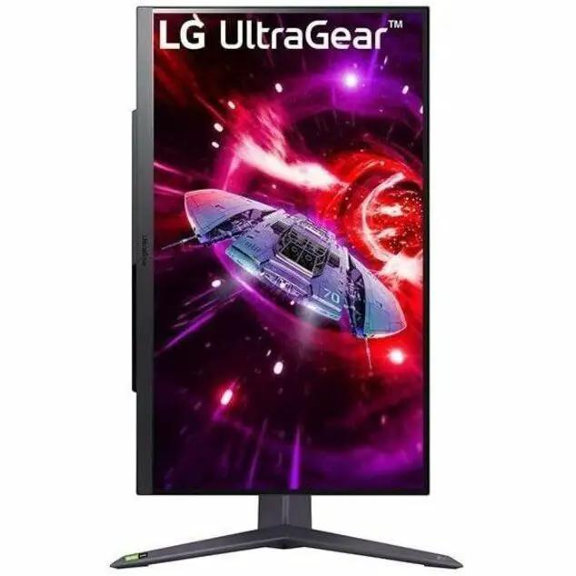 LG 27GR75QB-B 27-inch gaming monitor with LG UltraGear branding on a black stand