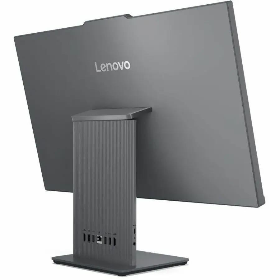 Lenovo IdeaCentre 27 All-in-One computer, gray finish with textured vertical stand and rear port array