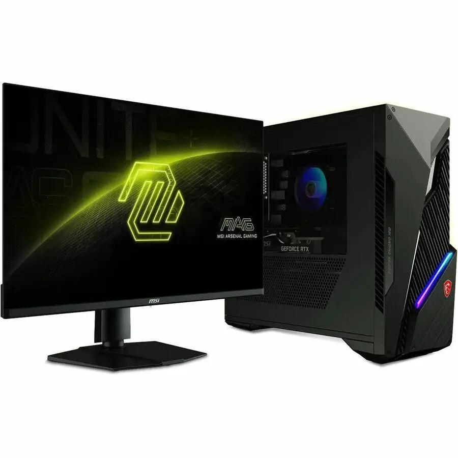 MSI MAG 321UPX 32-inch 4K UHD QD-OLED gaming monitor and MSI desktop PC