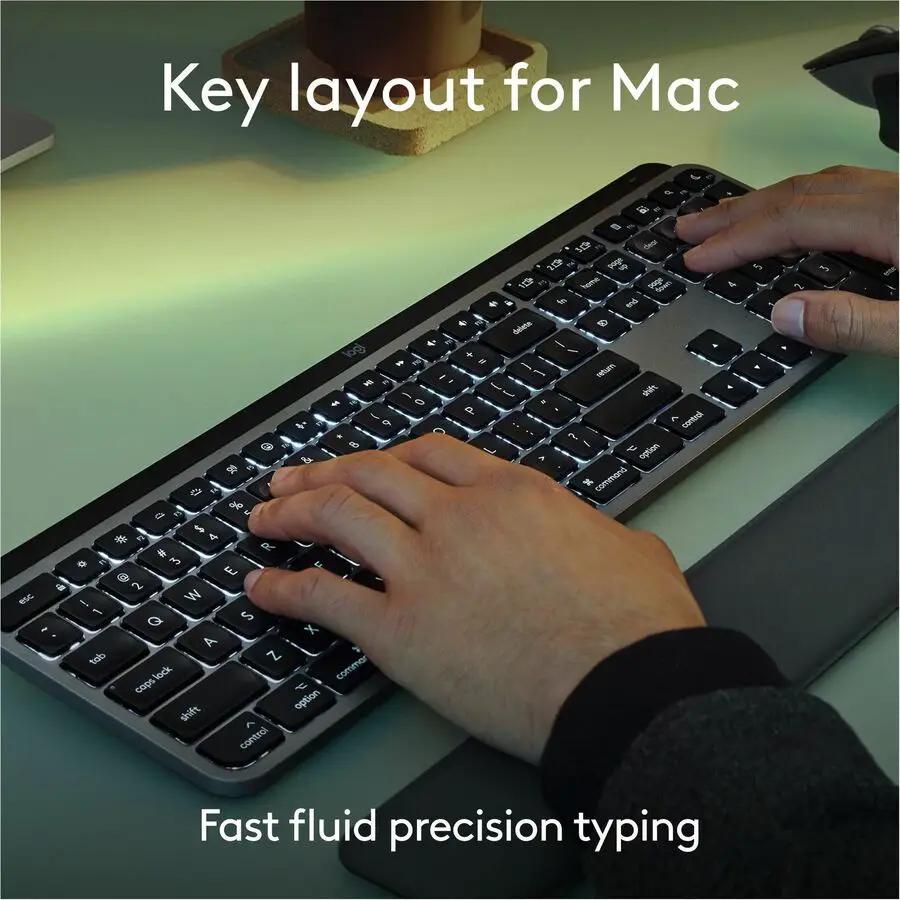 Logitech MX Keys S for Mac, Wireless Keyboard, Fluid, Precise Laptop-Like Typing, Programmable Keys, Backlit, Bluetooth, Space Grey