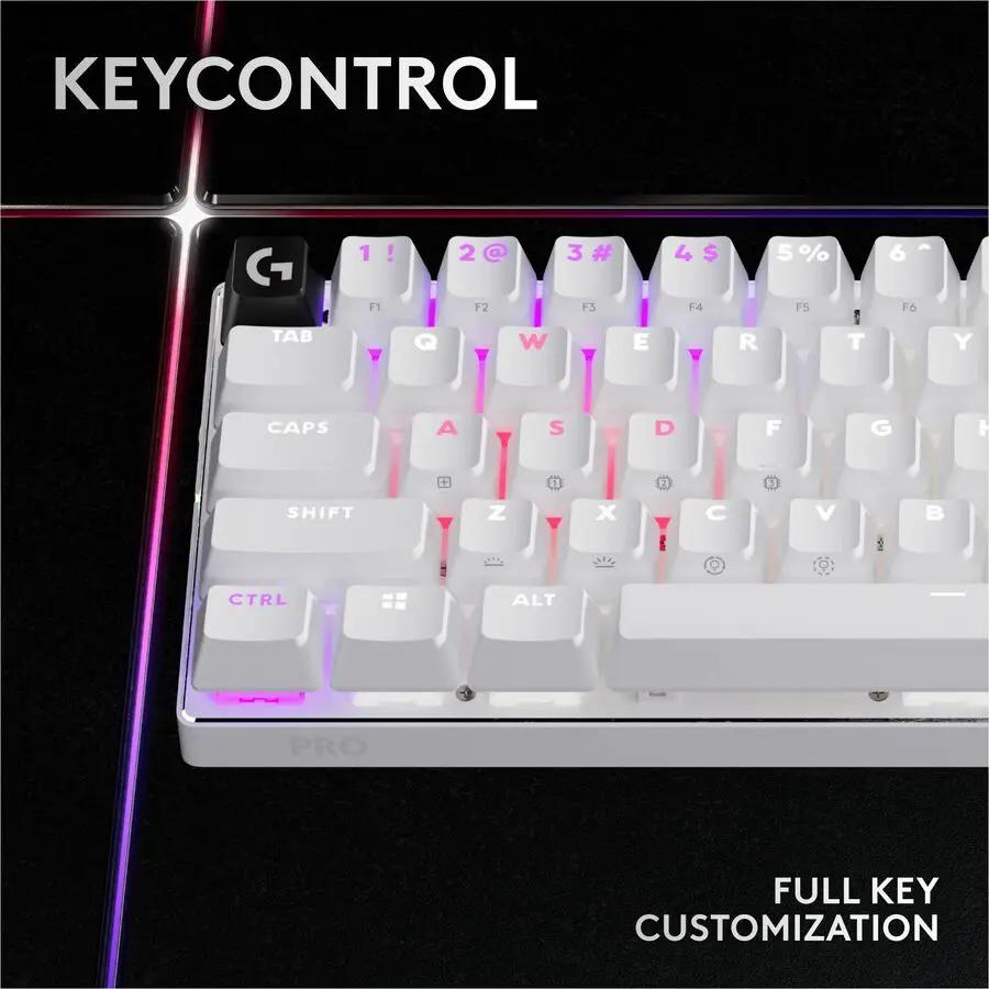Logitech G PRO X 60 LIGHTSPEED Wireless Gaming Keyboard, Ultra Compact TKL 60% Mechanical Keyboard for Windows PC, LIGHTSYNC RGB, Dual-Shot PBT Keycaps, GX Optical Linear Switches, White