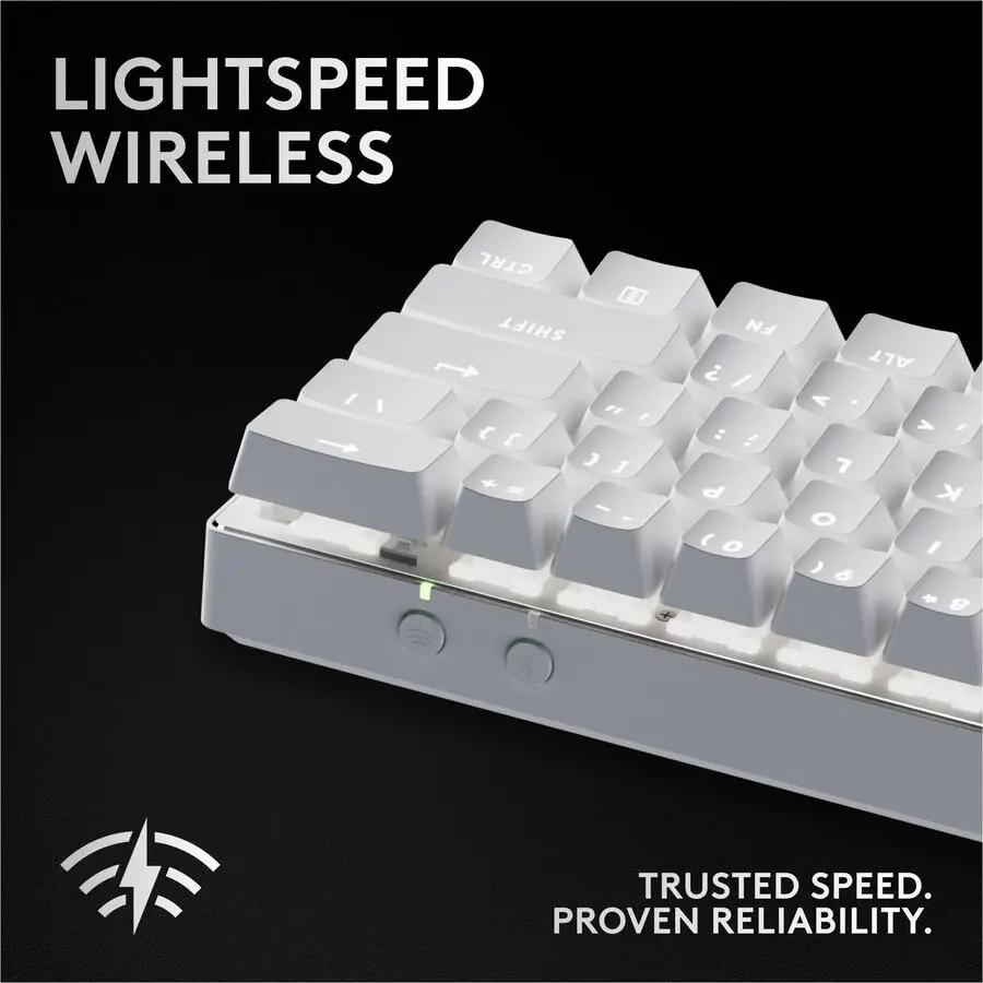 Logitech G PRO X 60 LIGHTSPEED Wireless Gaming Keyboard, Ultra Compact TKL 60% Mechanical Keyboard for Windows PC, LIGHTSYNC RGB, Dual-Shot PBT Keycaps, GX Optical Linear Switches, White
