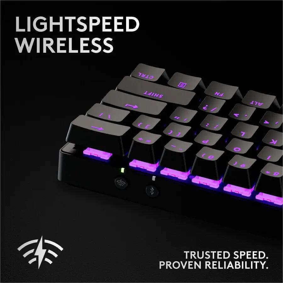 Logitech G PRO X 60 LIGHTSPEED Wireless Gaming Keyboard, Ultra Compact TKL 60% Mechanical Keyboard for Windows PC, LIGHTSYNC RGB, Dual-Shot PBT Keycaps, GX Optical Linear Switches, Black