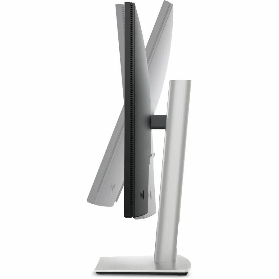Dell P2725HE 27-inch monitor with silver stand and black bezel, side profile view.