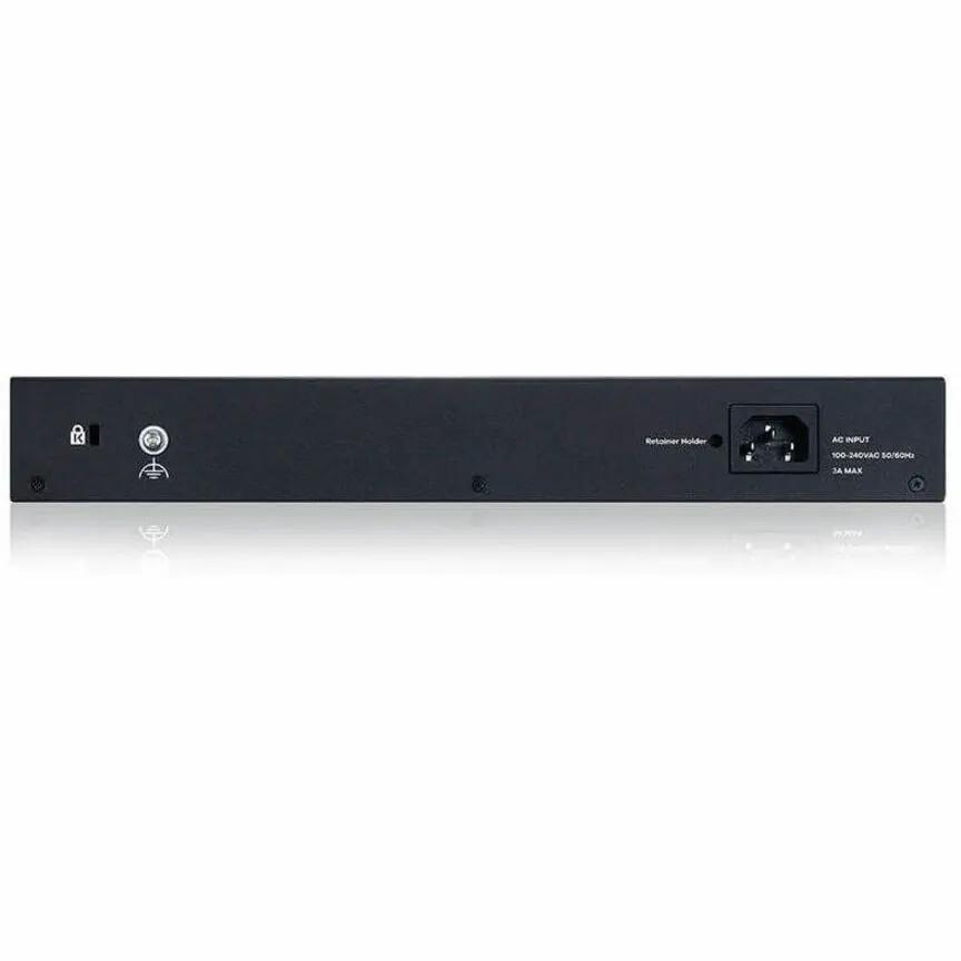 Zyxel XMG1915 16-Port 2.5GbE PoE++ SFP+ managed switch, rear view with AC input