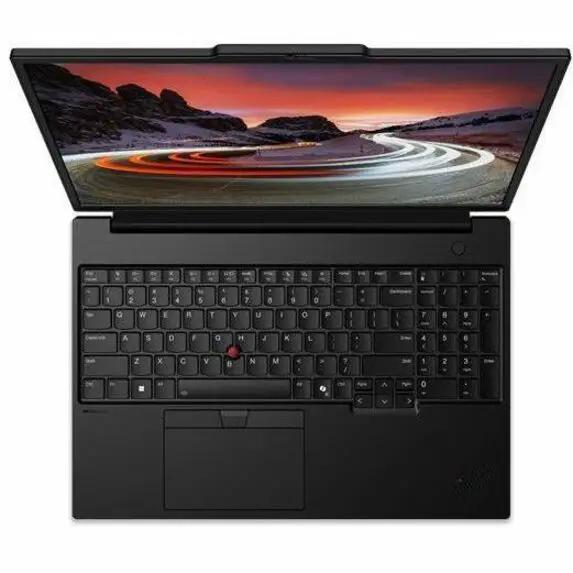 Lenovo P16s Gen3 16-inch laptop, black with red TrackPoint, top-down view.