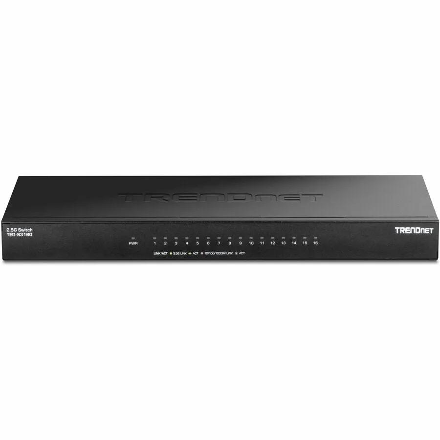 TRENDnet 16-Port 2.5G Unmanaged Switch, black metal chassis
