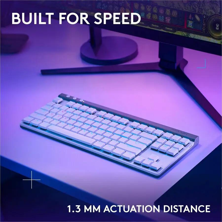 Logitech G515 LIGHTSPEED TKL Low Profile Wireless Gaming Keyboard, LIGHTSYNC RGB, Thin Tenkeyless Design, PBT Keycaps, Tactile (Brown) Mechanical Switches, White