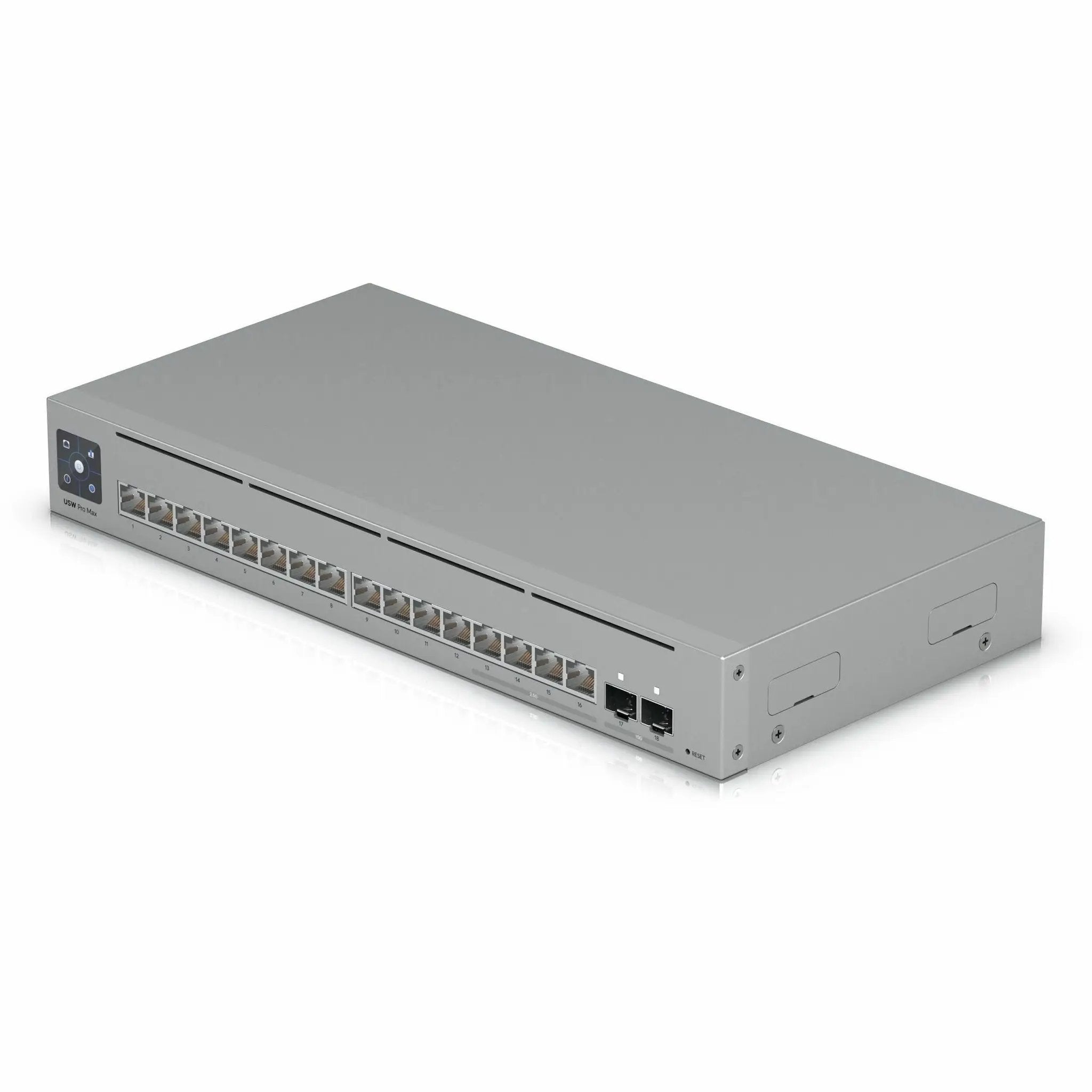 Ubiquiti Etherlighting Pro Max 16-Port 2.5GbE SFP+ Managed Switch, grey metal enclosure