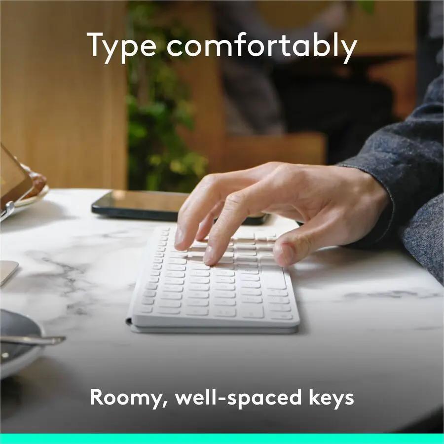 Logitech Keys-To-Go 2 Portable Wireless iPad Keyboard With Built-in Cover, Slim and Compact Wireless Keyboard for iPad, iPhone, Mac, and Apple TV, Easily Switch Between Devices (Pale Grey)