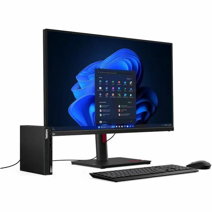 Lenovo ThinkCentre M75q G5 desktop PC with monitor, keyboard and mouse; black compact small form factor