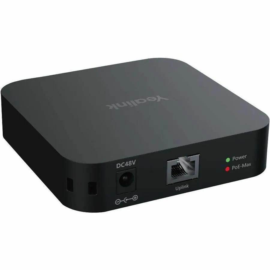 Yealink RCH40 4-Port Gigabit PoE+ switch, compact black hub with DC48V input