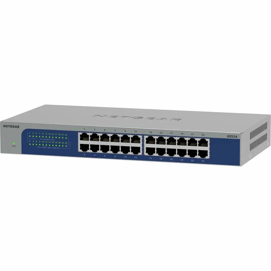 NETGEAR GS524 24-port Gigabit unmanaged switch with blue front panel