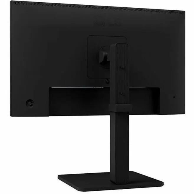 LG 24BA560 24-inch IPS monitor, black, rear view on stand.