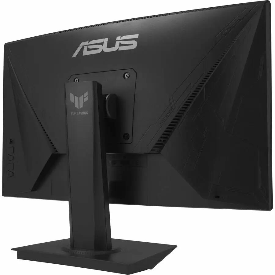 ASUS TUF Gaming VG24VQER 24-inch curved gaming monitor, back view with TUF logo on the stand