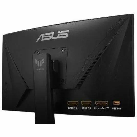ASUS TUF Gaming VG24VQER 24-inch curved Full HD monitor, back view showing ASUS logo and HDMI/DisplayPort/USB ports