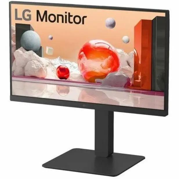 LG 24BA650 24-inch monitor on stand, matte black; Full HD display.