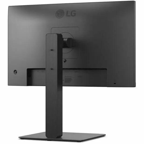 LG 24BA650 24-inch IPS monitor, matte black, rear view with stand