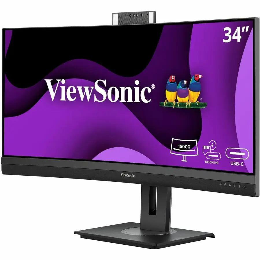 ViewSonic VG3457CV 34-inch curved monitor on stand with USB-C docking