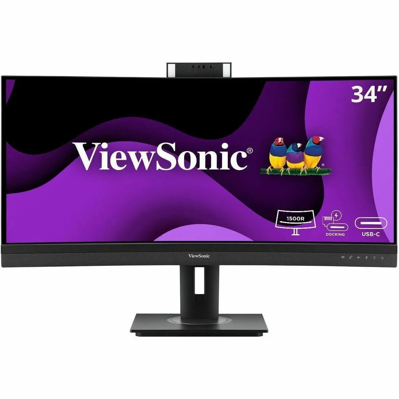 ViewSonic VG3457CV 34-inch curved monitor with top webcam and USB-C docking